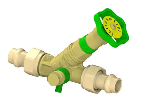 JS KFR-Ventil, mit Pressanschluss (Außengewinde) MULTI, mit Entleerung, mit nicht steigender Spindel, DN15, Pressdurchmesser 15mm, DVGW geprüft, 0016871500001