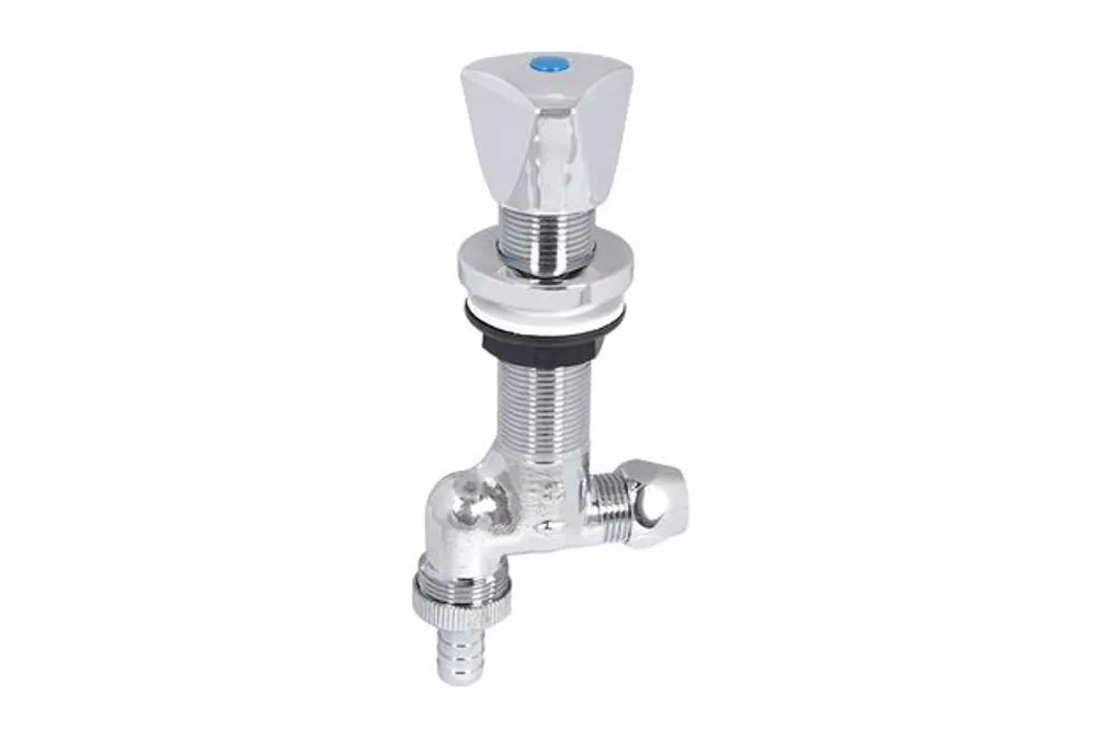 JS Waschgeräte-Untertischventil, mit Schlauchverschraubung, mit Dreikantgriff, 1/2'', Anschlussgewinde 3/4'' unten, chrom, 0017811550001