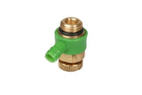 JS Entleerungsventil mit O-Ring, DN10, 3/8'', aus Messing, mit Auslaufring in der Farbe grün, 0018311000001