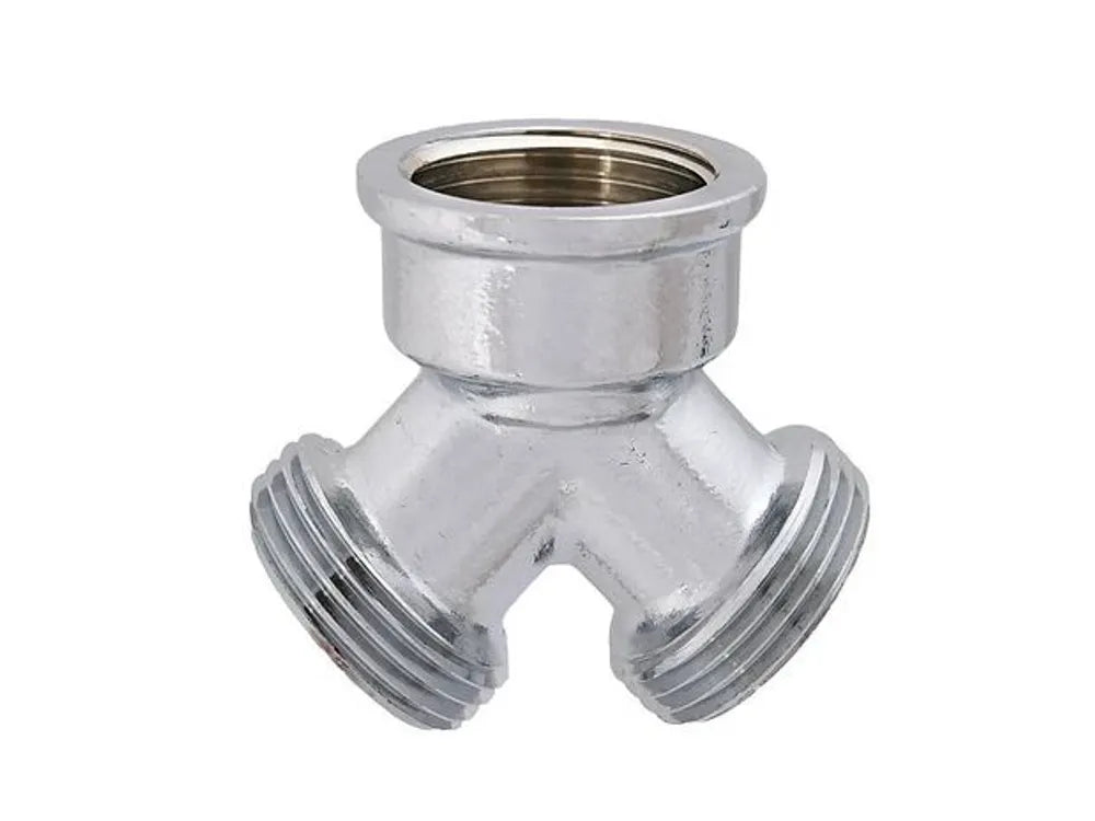 JS Messing-Y-Verteilerstück, DN20, 3/4'', 2x Außengewinde, 1x Innengewinde, Messing verchromt, 0018452050001