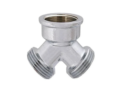 JS Messing-Y-Verteilerstück, DN20, 3/4'', 2x Außengewinde, 1x Innengewinde, Messing verchromt, 0018452050001