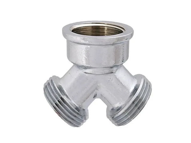 JS Messing-Y-Verteilerstück, DN20, 3/4'', 2x Außengewinde, 1x Innengewinde, Messing verchromt, 0018452050001