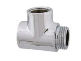 JS Messing-T-Stück, DN15, 1/2'', Außengewinde x Innengewinde x Innengewinde, Messing verchromt, 0018461550001