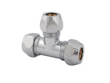 JS T-Stück mit drei Quetschverschraubungen, DN10, 3/8'' x 10mm, verchromt, 0018811010001