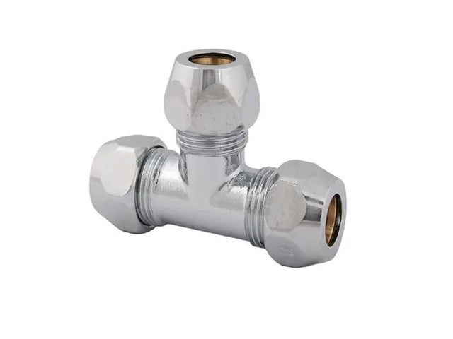 JS T-Stück mit drei Quetschverschraubungen, DN12, 1/2'' x 12mm, verchromt, 0018811512001