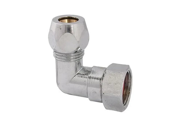 JS Winkel mit einer Quetschverschraubung und Überwurfmutter, DN10, 3/8'' x 10mm, verchromt, 0018951010001