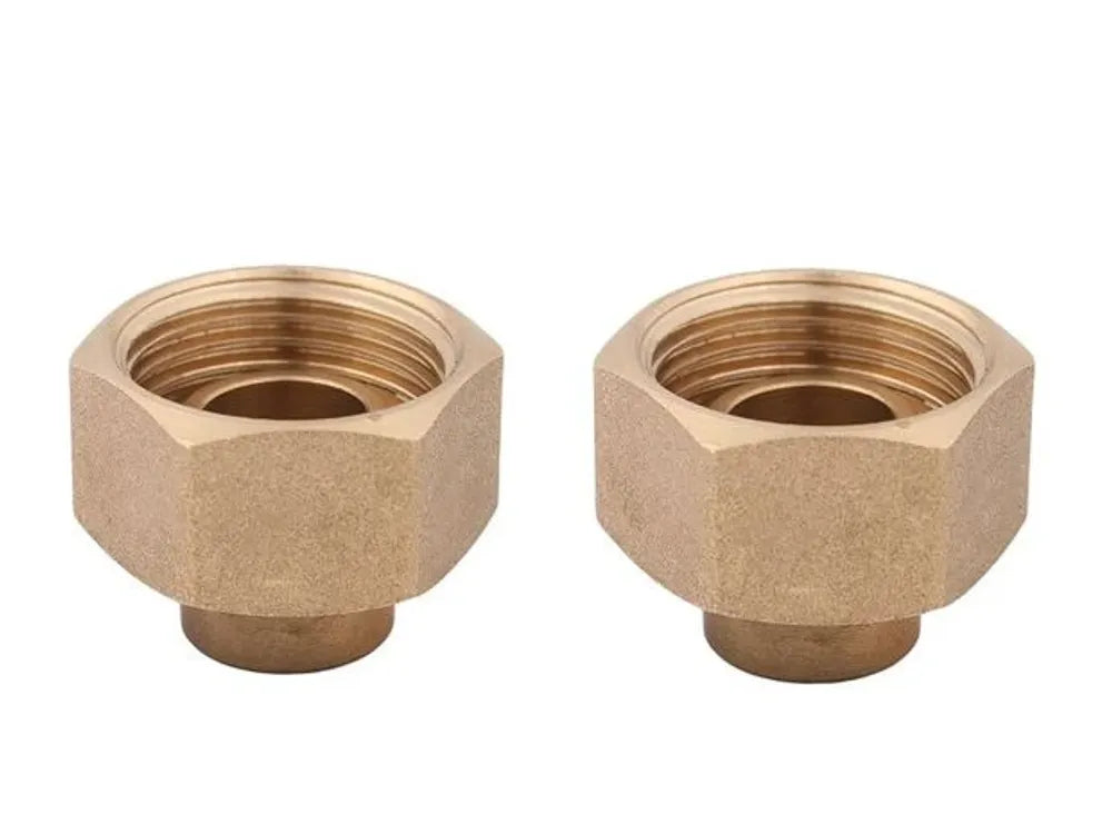 JS Wasserzähler-Verschraubungs-Set, mit Plombiervorrichtung, Lötanschluss 15mm x Innengewinde 3/4'', Messing-blank, Verpackungseinheit 2 Stück, 0022451500001