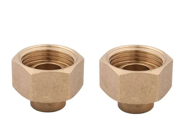 JS Wasserzähler-Verschraubungs-Set, mit Plombiervorrichtung, Lötanschluss 15mm x Innengewinde 3/4'', Messing-blank, Verpackungseinheit 2 Stück, 0022451500001