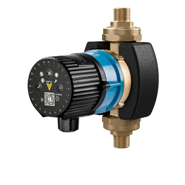 Vortex Pumpe BWO 155 V Z mit Zeitschaltuhr, Rückschlagventil, Absperrhahn, Isolierschale, Gewinde-/Löt-Verschraubungssatz, ECM-Kugelmotor mit Drehzahleinstellung, 433-111-031