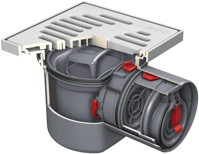 ACO Kellerablauf Junior Typ 5 DN100/197x197/1,5Grad/1,4l/s Rost ABS/K3/WS60/PK A Ablauf PP, 2130.00.77