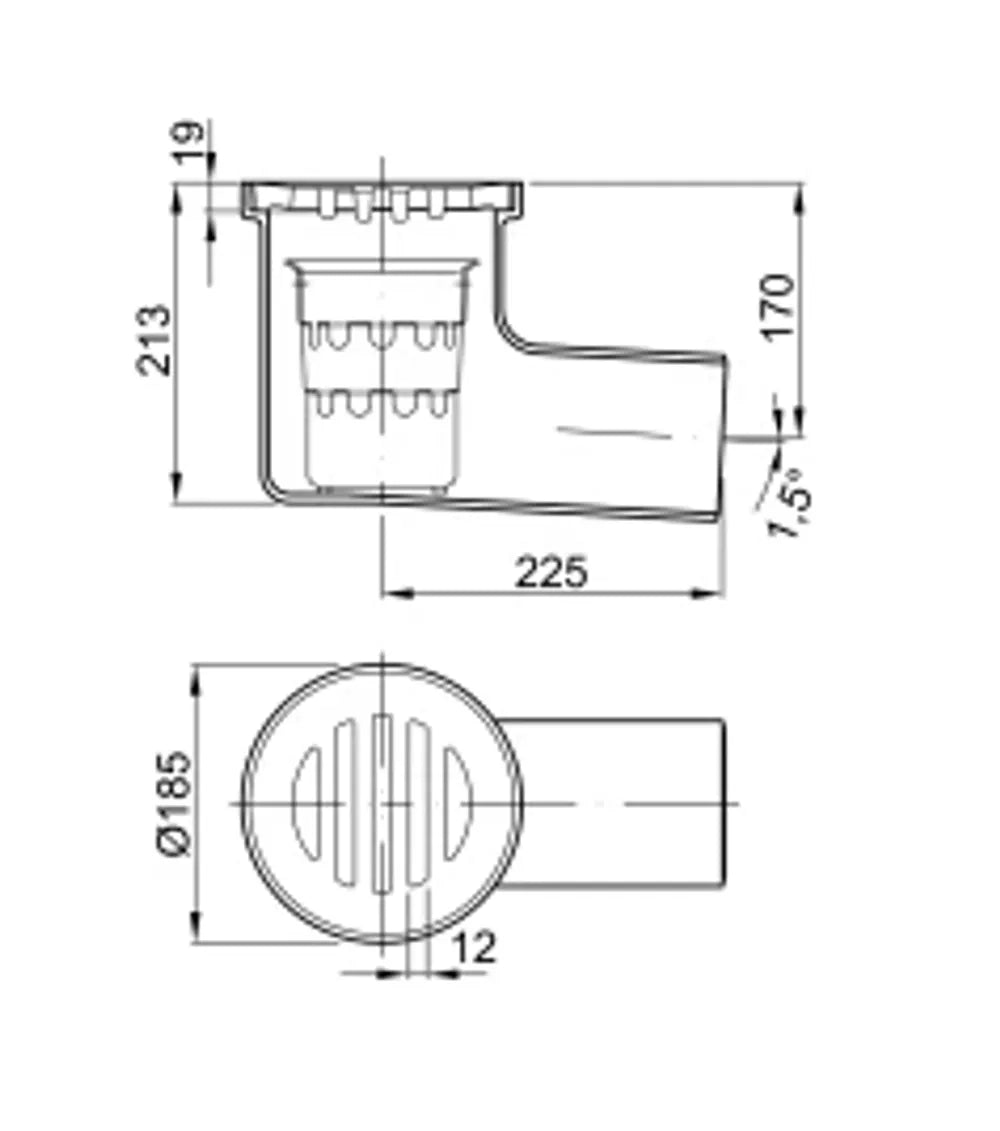 ACO Bodenablauf Guss DN100/ 1,5Grad/ L15 mit Rost/Anstrich, 5185.10.00