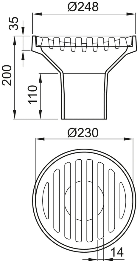ACO Bodenablauf Guss DN100/90 Grad/M125/Rost rund/Anstrich, 5191.05.00