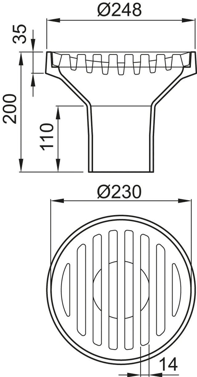 ACO Bodenablauf Guss DN100/90 Grad/M125/Rost rund/Anstrich, 5191.05.00