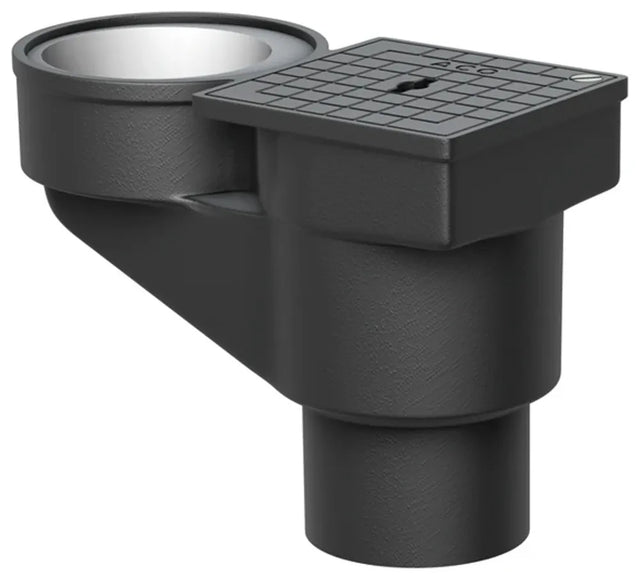 ACO Regenrohrablauf Guss DN100/ 90Grad/ 2,8l/s/ K3 mit Deckel/Anstrich, 5217.90.00