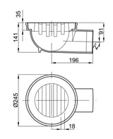 ACO Bodenablauf Guss DN100/ 1,5 Grad/M125/mit Rost / Anstrich, 6199.00.00