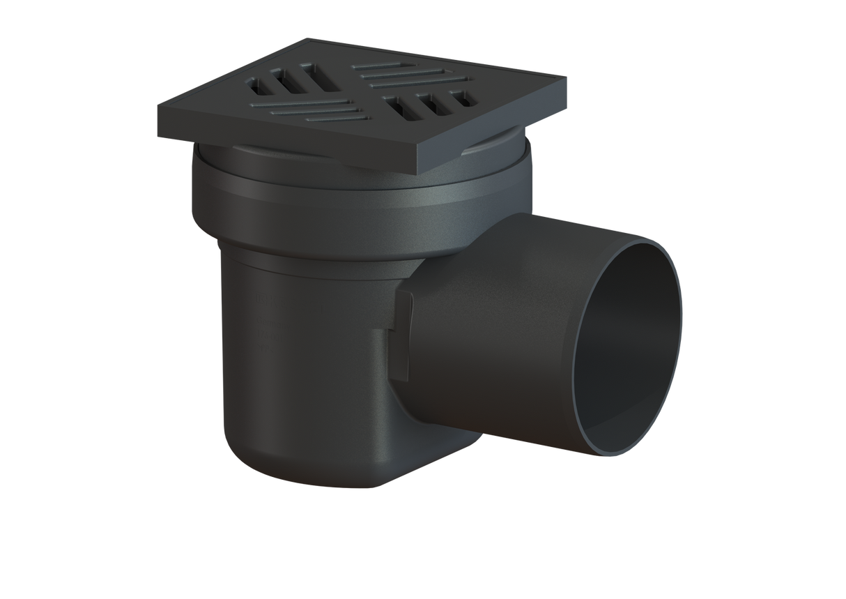 KESSEL-Kellerablauf - DN 100, Rost schwarz, 138 x 138 mm, 36501
