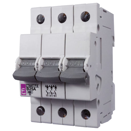 ETI Leitungsschutzschalter AC B 25A 3p ETIMAT P6 B25A 3p 6KA 400V 3TE 50Hz