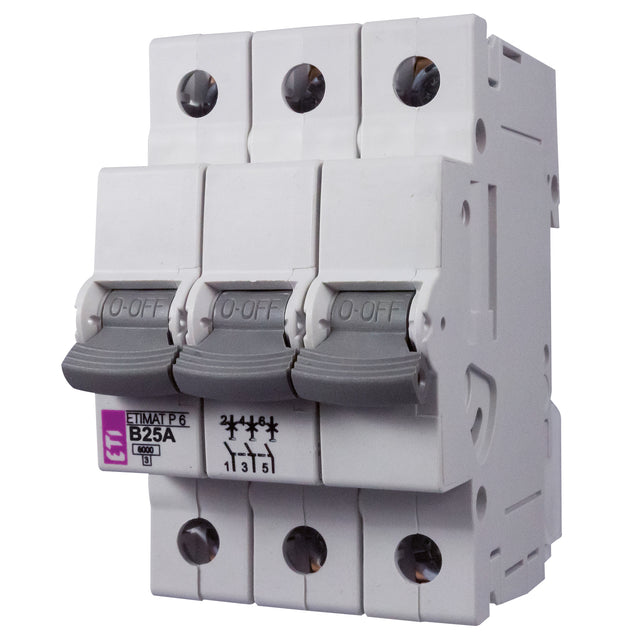 ETI Leitungsschutzschalter AC B 25A 3p ETIMAT P6 B25A 3p 6KA 400V 3TE 50Hz