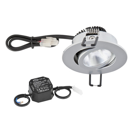 EVN LED-Einbaustrahler 6W Konv 1LED chr PC20N61502 3000K ws 620lm chr glz Alu