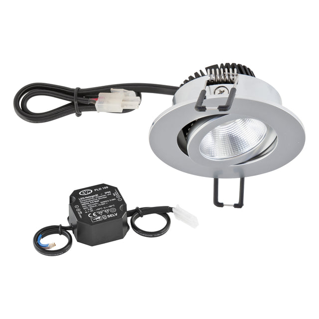 EVN LED-Einbaustrahler 6W Konv 1LED chr PC20N61502 3000K ws 620lm chr glz Alu