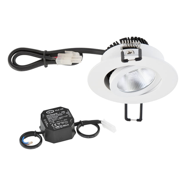 EVN LED-Einbaustrahler 6W Konv 1LED ws PC20N60102 3000K ws 620lm ws mt RF:hglz