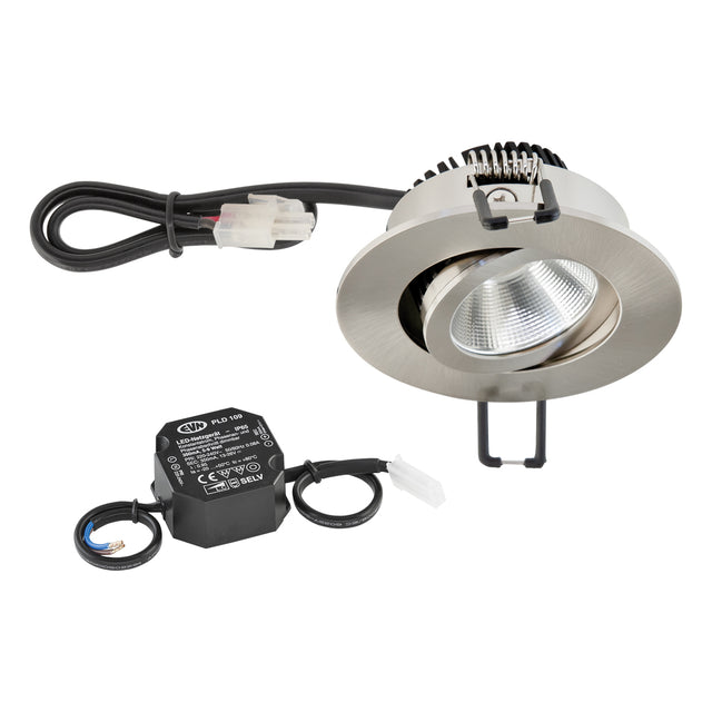 EVN LED-Einbaustrahler 6W Konv 1LED edst PC20N61302 3000K ws 620lm edst gbürst
