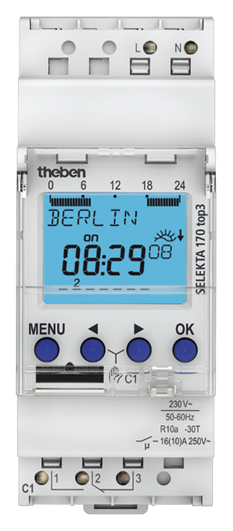 Schaltuhr digi 230-240VAC                         1kan 2TE BT REG 24h Prog