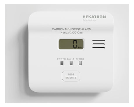 HEKATRON Kohlenmonoxidmelder 85dB autark KonexXt CO One m.Sockel Batt DC ws Aufb