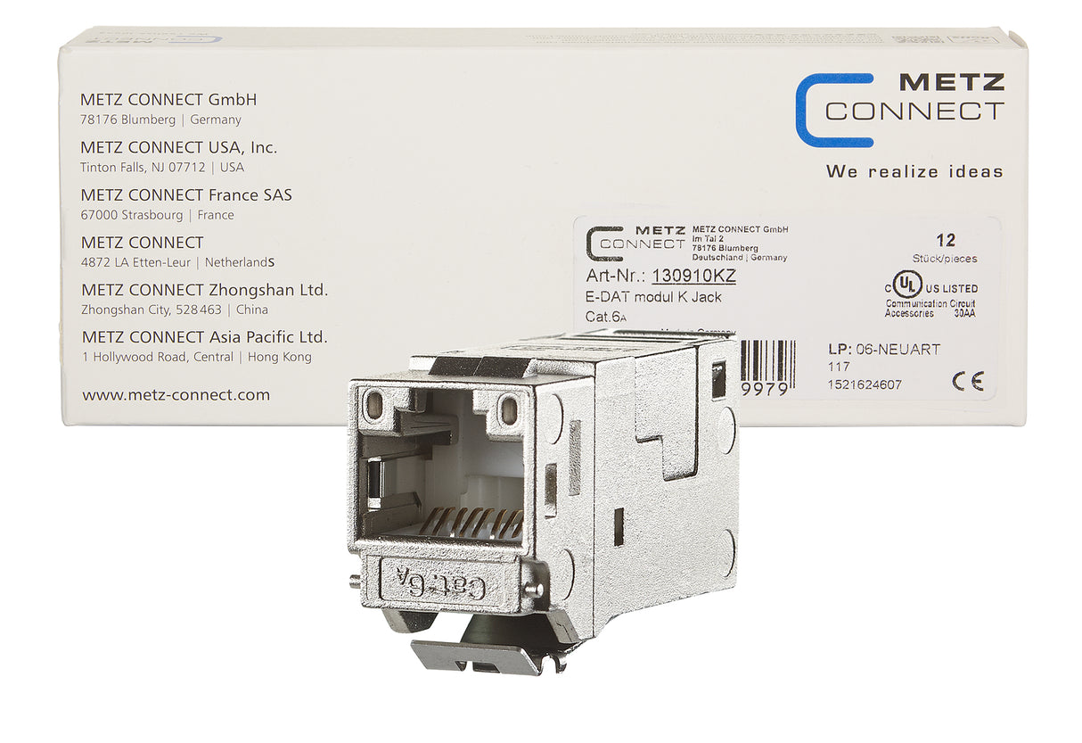 METZ CONNECT Modular-Buchse Cat6A RJ45 130910KZ 22-26AWG Feldkonf Schirm rnd