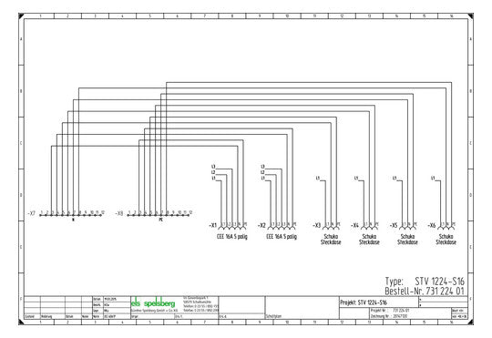 SPELSBERG CEE-Kombi Kst gr IP44 4Steckd STV 1224-S16 1x16A5p400V