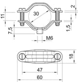 BETTERMANN Abstandsschelle 1f 30mm ST 2071 M6 G geschl hfr