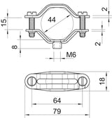 BETTERMANN Abstandsschelle 1f 44mm ST 2072 M6 G geschl hfr
