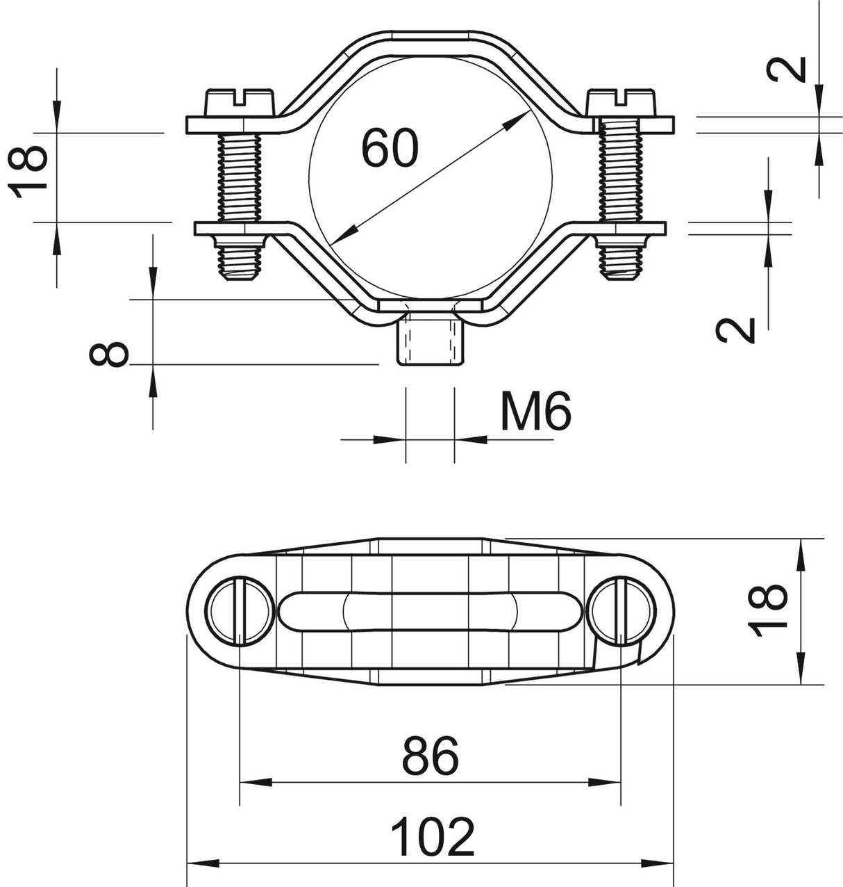 BETTERMANN Abstandsschelle 1f 60mm ST 2073 M6 G geschl hfr