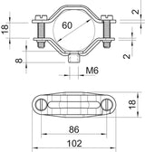 BETTERMANN Abstandsschelle 1f 60mm ST 2073 M6 G geschl hfr