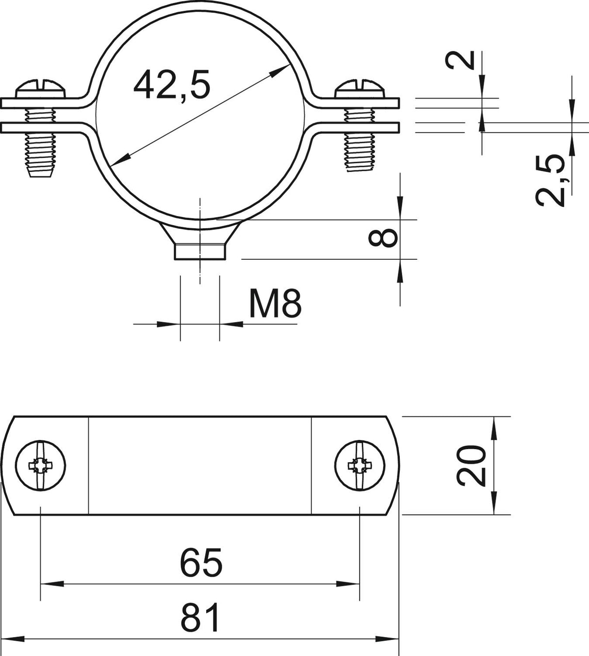 BETTERMANN Abstandsschelle 1f 3mm ST 2900WM8 42.5 FT geschl hfr