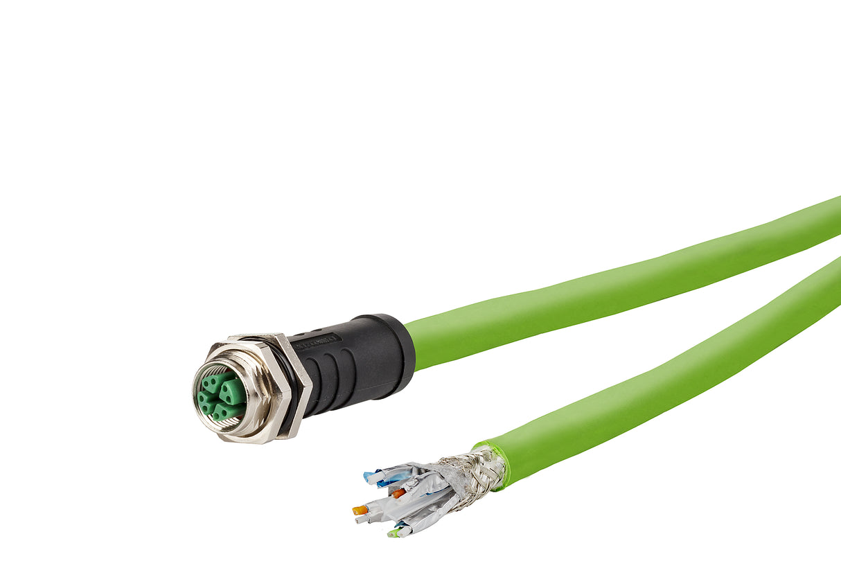 METZ CONNECT Patchkabel Cat6A SF/UTP 1m 142M7X20010 IP65 gn M12 fr.Ende 1:1