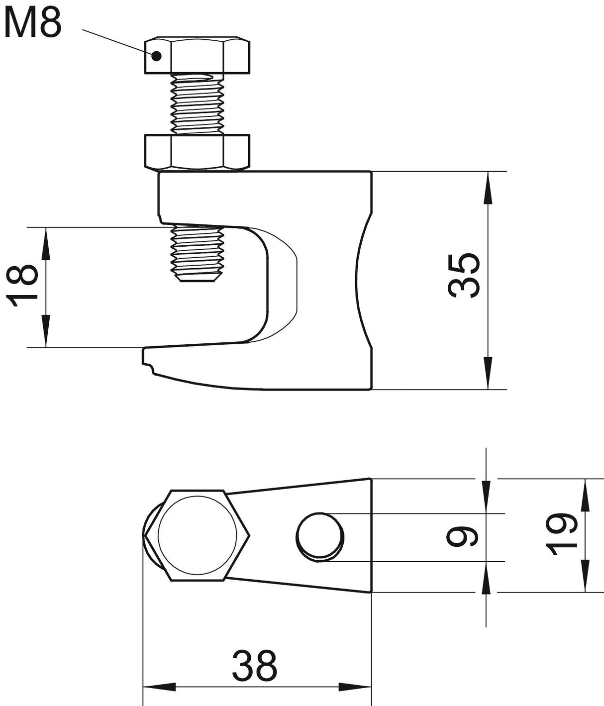 BETTERMANN Befestigungsklammer M8 18mm FL1-G M8 TG Guss unbeh