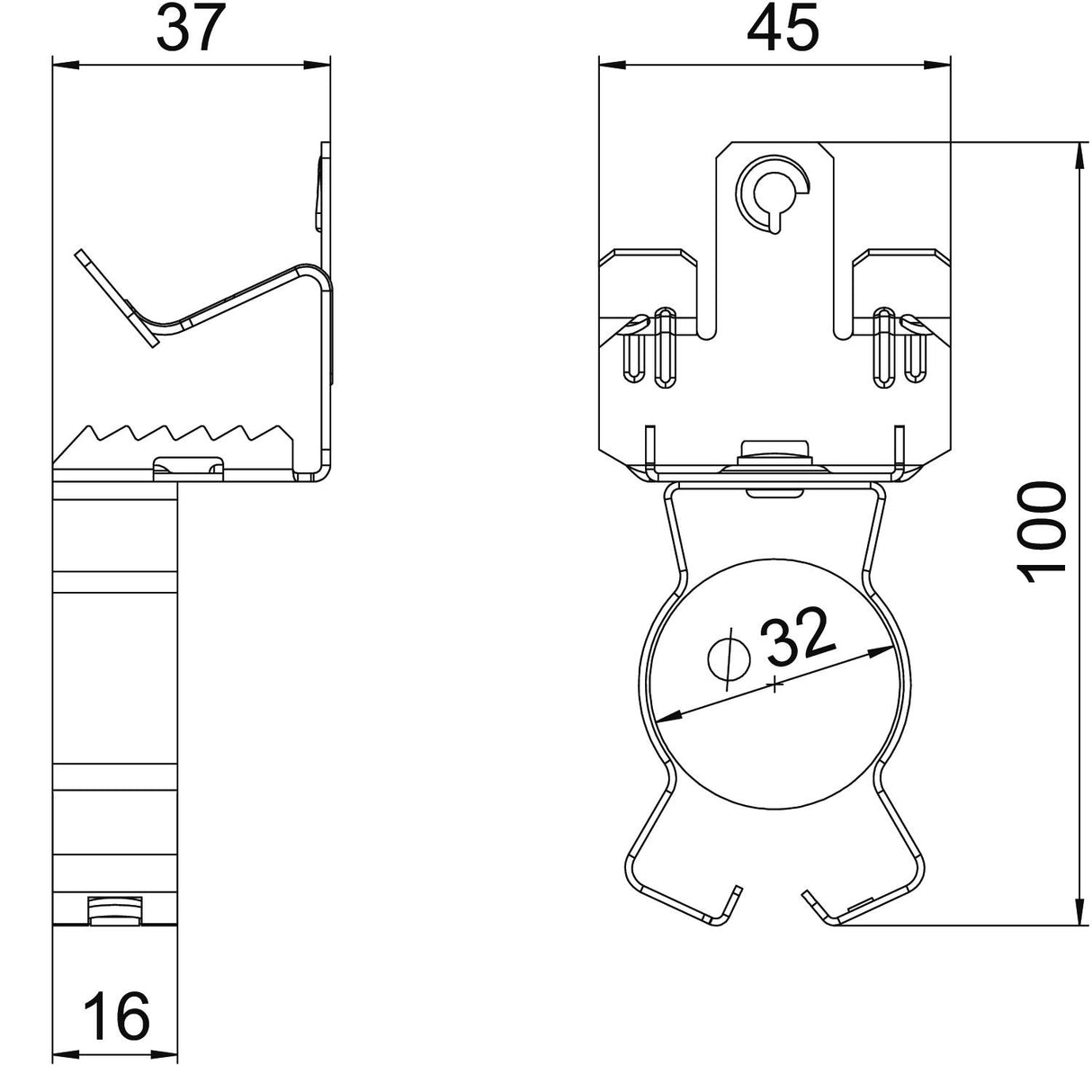 BETTERMANN Trägerklammer 30-32mm ST SCVPC 14-20 D32 14-20mm Zn/AluLam