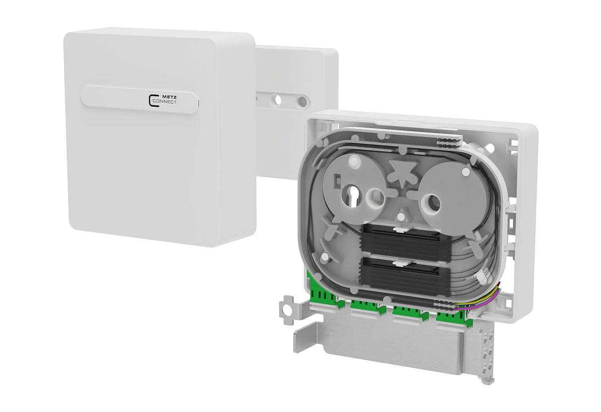 METZ CONNECT LWL-Anschlussdose 4xLC-D AP 1501597G04HC ws nach unten Wickelvorrat
