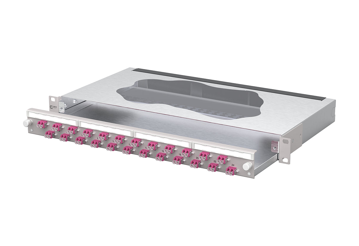 METZ CONNECT LWL-Patchpanel 24f LC-D OM4 1504407524-E 482,6mm(19), 1HE max:24f