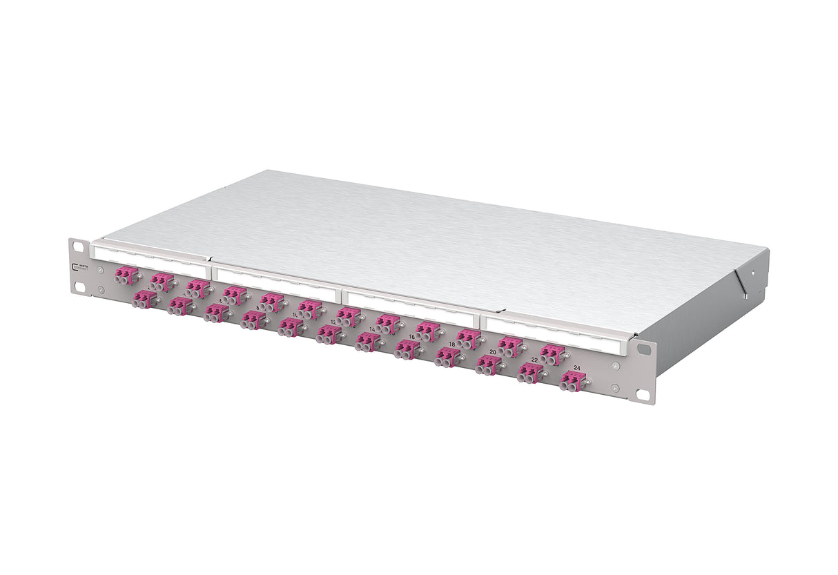 METZ CONNECT LWL-Patchpanel 24f LC-D OM4 1504507524-E 482,6mm(19), 1HE max:24f