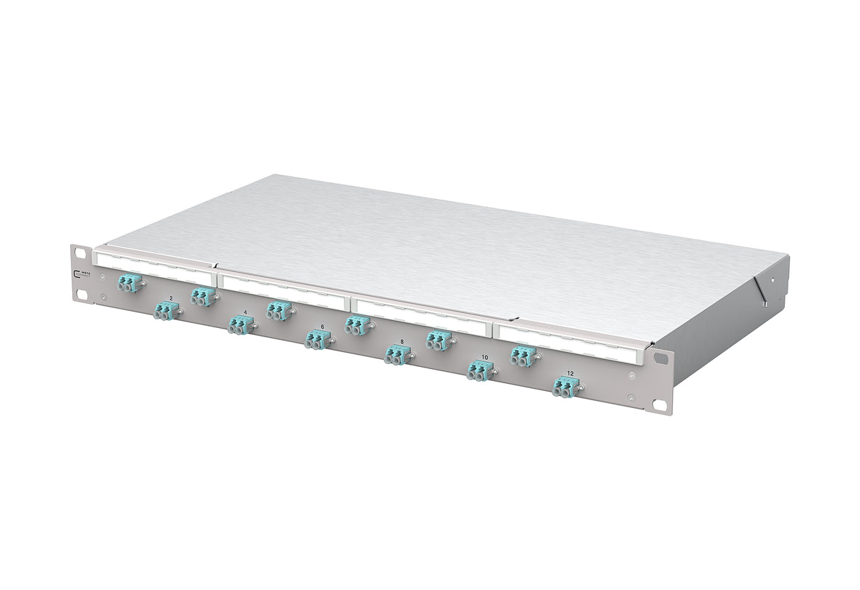 METZ CONNECT LWL-Patchpanel 12f LC-D OM3 1504507712-F 482,6mm(19), 1HE max:12f