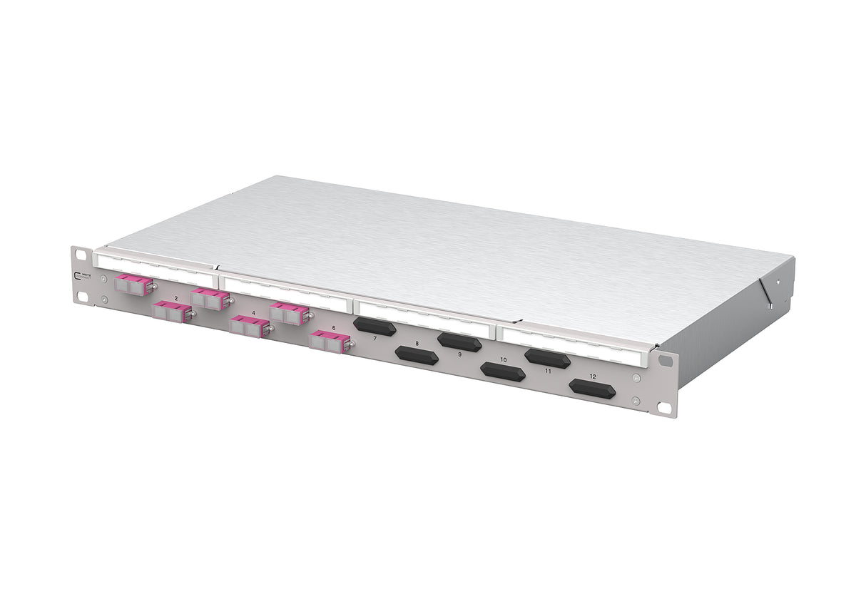 METZ CONNECT LWL-Patchpanel 6f SC-D OM4 150450BB06-F 482,6mm(19), 1HE max:12f