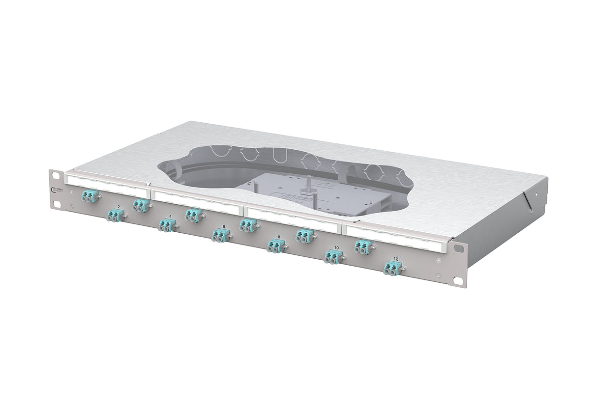 METZ CONNECT LWL-Patchpanel 12f LC-D OM3 1504557712-F 482,6mm(19), 1HE max:12f