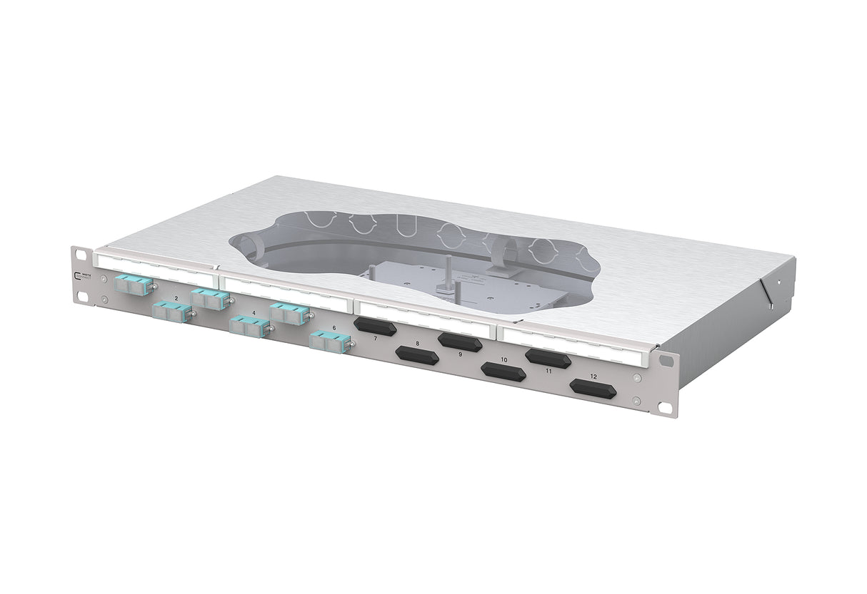 METZ CONNECT LWL-Patchpanel 6f SC-D OM3 150455BA06-F 482,6mm(19), 1HE max:12f