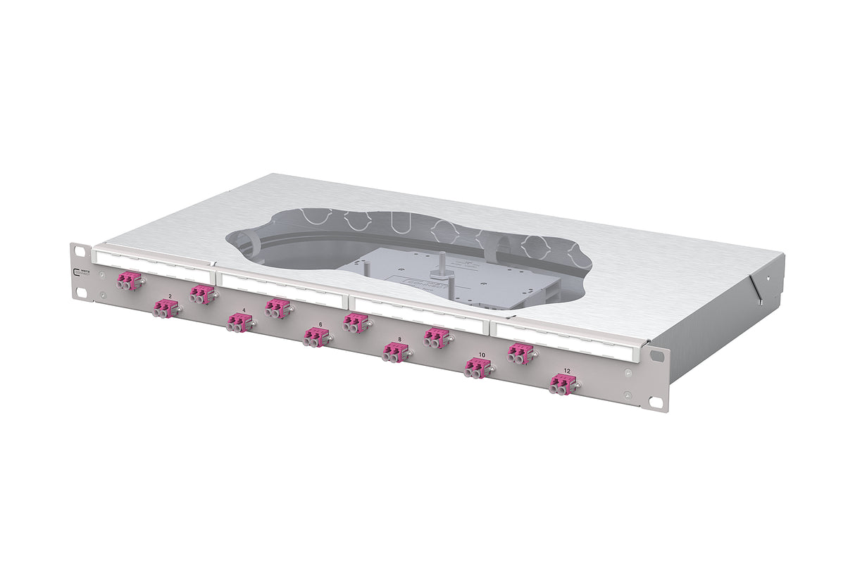 METZ CONNECT LWL-Patchpanel 12f LC-D OM4 1504577512-F 482,6mm(19), 1HE max:12f