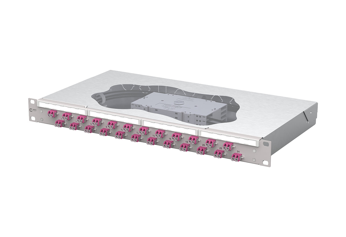 METZ CONNECT LWL-Patchpanel 24f LC-D OM4 1504577524-E 482,6mm(19), 1HE max:24f