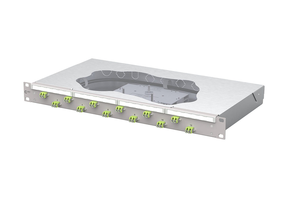 METZ CONNECT LWL-Patchpanel 12f LC-D OM5 1504587M12-F 482,6mm(19), 1HE max:12f