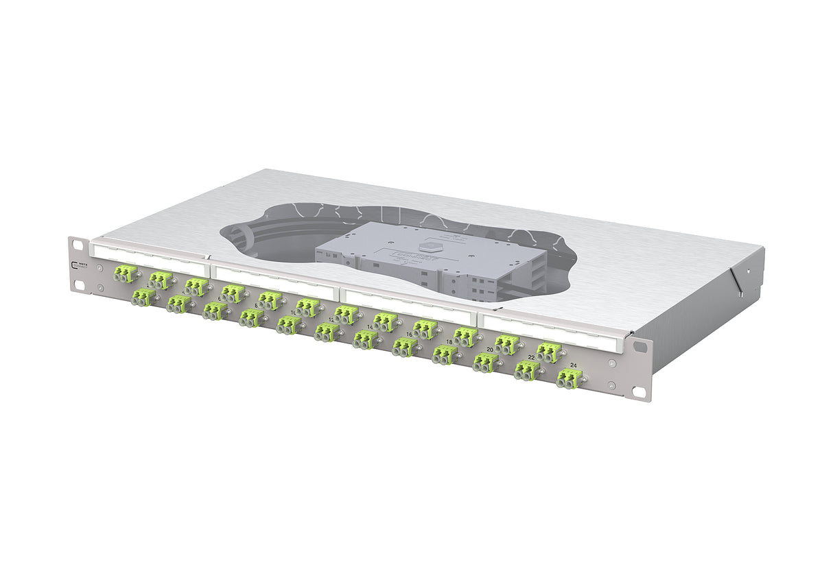 METZ CONNECT LWL-Patchpanel 24f LC-D OM5 1504587M24-E 482,6mm(19), 1HE max:24f