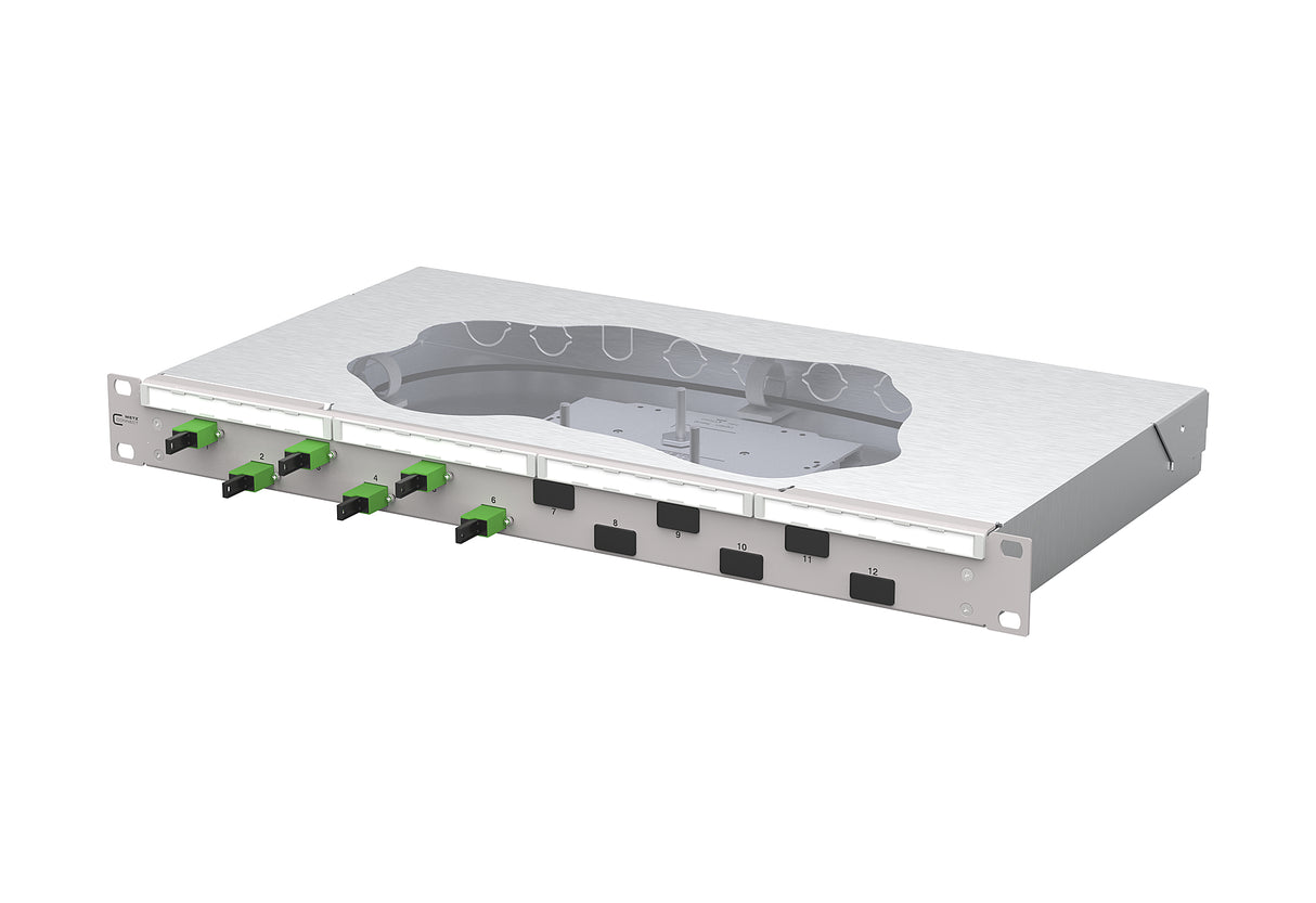 METZ CONNECT LWL-Patchpanel APC 6f E2000 1504595906-F 482,6mm(19), 1HE OS2